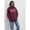 Mavi 1600361-90705 Mavi Logo Baskılı Kapüşonlu Bordo Sweatshirt