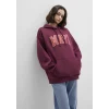 Mavi 1600361-90705 Mavi Logo Baskılı Kapüşonlu Bordo Sweatshirt
