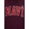 Mavi 1600361-90705 Mavi Logo Baskılı Kapüşonlu Bordo Sweatshirt
