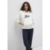 Mavi 1S10420-80194 Mavi Logo Baskılı Kapüşonlu Beyaz Sweatshirt