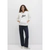 Mavi 1S10420-80194 Mavi Logo Baskılı Kapüşonlu Beyaz Sweatshirt