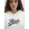 Mavi 1S10420-80194 Mavi Logo Baskılı Kapüşonlu Beyaz Sweatshirt