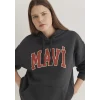 Mavi 1600361-80106 Mavi Logo Baskılı Kapüşonlu Antrasit Sweatshirt