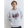 Mavi 0S10389-82498 Mavi Logo Baskılı Gri Sweatshirt