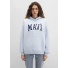 Mavi 1600361-70717 Mavi Logo Baskılı Kapüşonlu Mavi Sweatshirt