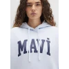Mavi 1600361-70717 Mavi Logo Baskılı Kapüşonlu Mavi Sweatshirt