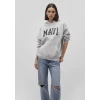 Mavi 1600361-34322 Mavi Logo Baskılı Kapüşonlu Gri Sweatshirt