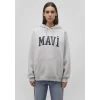 Mavi 1600361-34322 Mavi Logo Baskılı Kapüşonlu Gri Sweatshirt