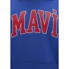 Mavi 067149-70907 Mavi Logo Baskılı Kapüşonlu Mavi Sweatshirt