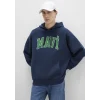 Mavi 067149-29743 Mavi Logo Baskılı Kapüşonlu Lacivert Sweatshirt