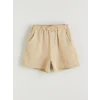 LCW Kids Bej Beli Lastikli Müslin Kız Çocuk Şort