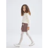 LCW Kids Ekru Fırfırlı Kız Çocuk Bluz, Etek ve Külotlu Çorap Takım