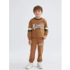 LCW Kids Kahverengi Bisiklet Yaka Baskılı Uzun Kollu Erkek Bebek Sweatshirt