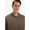 Defacto E9308AXBN571 Kahve Boxy Fit Kapüşonlu Kanguru Cepli Jakarlı Sweatshirt