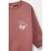 Defacto E8993A5BR103 Bordo Kız Bebek 2li Takım Baskılı Sweatshirt Eşofman Altı