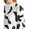 LCW Modest Siyah Bisiklet Yaka Desenli Kadın Sweatshirt Tunik