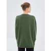 LCW Modest Yeşil Bisiklet Yaka Baskılı Kadın Sweatshirt Tunik