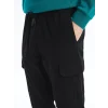 XSIDE Siyah Standart Kalıp Gabardin Erkek Kargo Pantolon