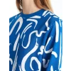 LCW Modest Lacivert Bisiklet Yaka Desenli Kadın Sweatshirt Tunik