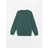 LCWAIKIKI Classic Yeşil Bisiklet Yaka Uzun Kollu Erkek Kalın Sweatshirt