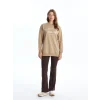 LCW Modest Bej Bisiklet Yaka Baskılı Kadın Sweatshirt Tunik