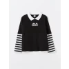 LCW Kids Siyah Polo Yaka Kız Çocuk Tişört