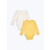 LCW baby Ekru Bisiklet Yaka Kız Bebek Çıtçıtlı Bodysuit 2li