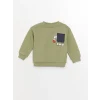 LCW baby Yeşil Bisiklet Yaka Baskılı Erkek Bebek Sweatshirt ve Eşofman Alt 2li Takım