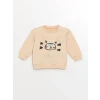 LCW baby Bej Bisiklet Yaka Uzun Kollu Baskılı Erkek Bebek Sweatshirt ve Eşofman Alt 2li Takım