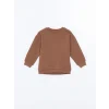 LCW Kids Kahverengi Bisiklet Yaka Uzun Kollu Baskılı Erkek Bebek Sweatshirt ve Eşofman Alt 2li Takım