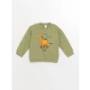LCW baby Yeşil Bisiklet Yaka Uzun Kollu Baskılı Erkek Bebek Sweatshirt ve Eşofman Alt 2li Takım