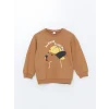LCW Kids Kahverengi Bisiklet Yaka Uzun Kollu Baskılı Erkek Bebek Sweatshirt ve Eşofman Alt 2li Takım