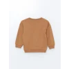 LCW Kids Kahverengi Bisiklet Yaka Uzun Kollu Baskılı Erkek Bebek Sweatshirt ve Eşofman Alt 2li Takım