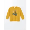LCW Kids Sari Bisiklet Yaka Uzun Kollu Baskılı Erkek Bebek Sweatshirt ve Eşofman Alt 2li Takım