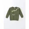 LCW Kids Haki Bisiklet Yaka Uzun Kollu Baskılı Erkek Bebek Sweatshirt ve Eşofman Alt 2li Takım