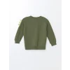 LCW Kids Haki Bisiklet Yaka Uzun Kollu Baskılı Erkek Bebek Sweatshirt ve Eşofman Alt 2li Takım