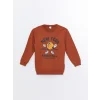 LCW Kids Turuncu Bisiklet Yaka Erkek Bebek Sweatshirt ve Eşofman Alt 2li