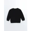 LCW Kids Siyah Bisiklet Yaka Baskılı Erkek Bebek Sweatshirt ve Eşofman Alt 2li Takım