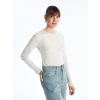 LCWAIKIKI Basic Bej Bisiklet Yaka Düz Uzun Kollu Kadın Body