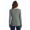 LCWAIKIKI Basic Yeşil Bisiklet Yaka Düz Uzun Kollu Kadın Body