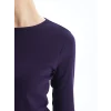 LCWAIKIKI Basic Mor Bisiklet Yaka Düz Uzun Kollu Kadın Body