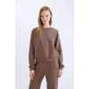 Defacto D8022 Kahve Regular Fit 2li Takım Sweatshirt Beli Lastikli Eşofman Altı