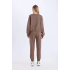 Defacto D8022 Kahve Regular Fit 2li Takım Sweatshirt Beli Lastikli Eşofman Altı