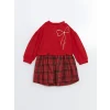 LCW Kids Kirmizi Bisiklet Yaka Kız Çocuk Elbise