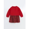 LCW Kids Kirmizi Bisiklet Yaka Kız Çocuk Elbise