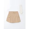 LCW Kids Bej Beli Lastikli Kız Çocuk Etek ve Külotlu Çorap 2li Takım