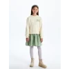 LCW Kids Bej Bisiklet Yaka Baskılı Kız Çocuk Elbise