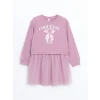 LCW Kids Lila Bisiklet Yaka Baskılı Kız Çocuk Elbise
