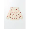 LCW Kids Ekru Kapüşonlu Uzun Kollu Kız Bebek Fermuarlı Sweatshirt