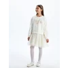 LCW Kids Ekru Bisiklet Yaka Kız Çocuk Elbise